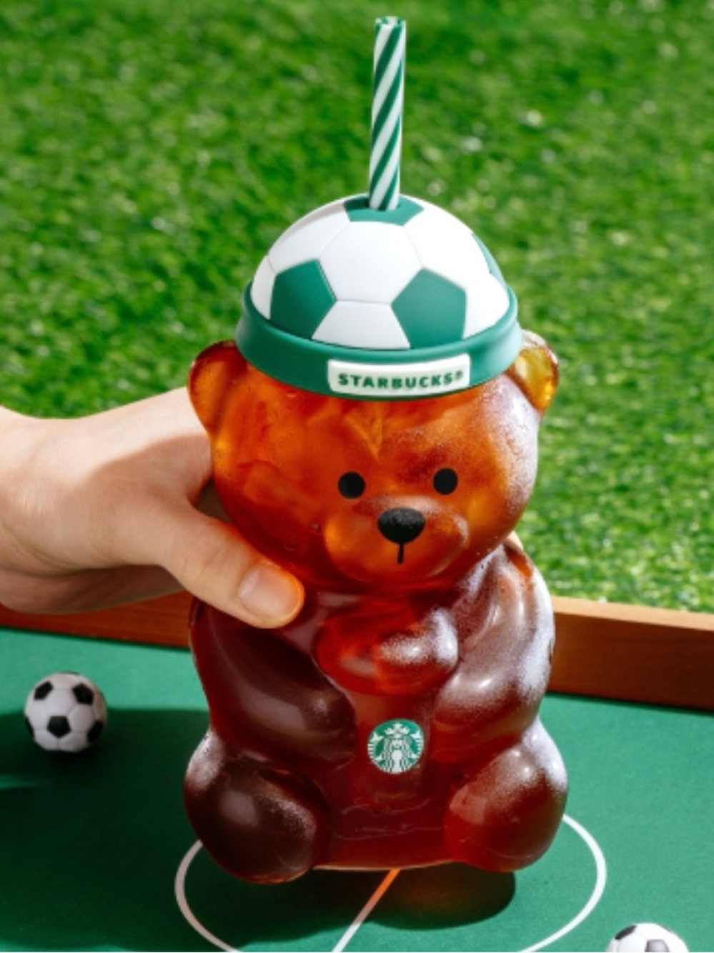 Starbucks Soccer World Cup Bearista Glass Cold Cup 20oz